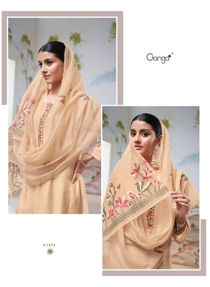 Nyssa By Ganga Embroidery Bemberg Silk Dress Material Wholesale Shop In Surat